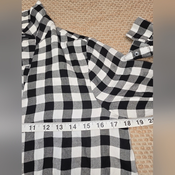 Madewell Top Womens Small Black White Buffalo Check Plaid Wrap Front Shirt - Picture 8 of 9